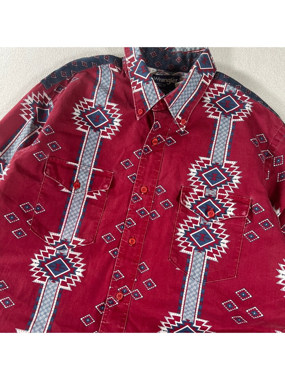 Vintage Wrangler made in USA Aztec western button up shirt - Picture 2 of 6
